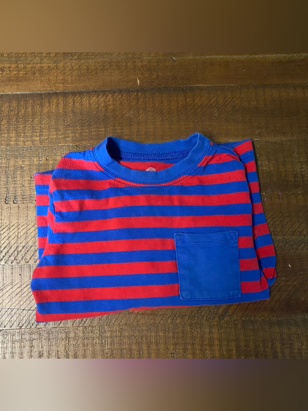 Kids Red & Blue Striped Long Sleeve Pocket Tee - Picture 4 of 4